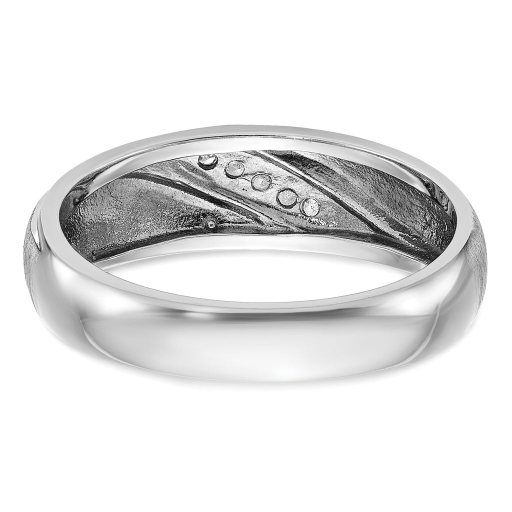 14k White Gold Polished and Satin Men's Ring Mounting, Mounting Only - Sophia Jewelers