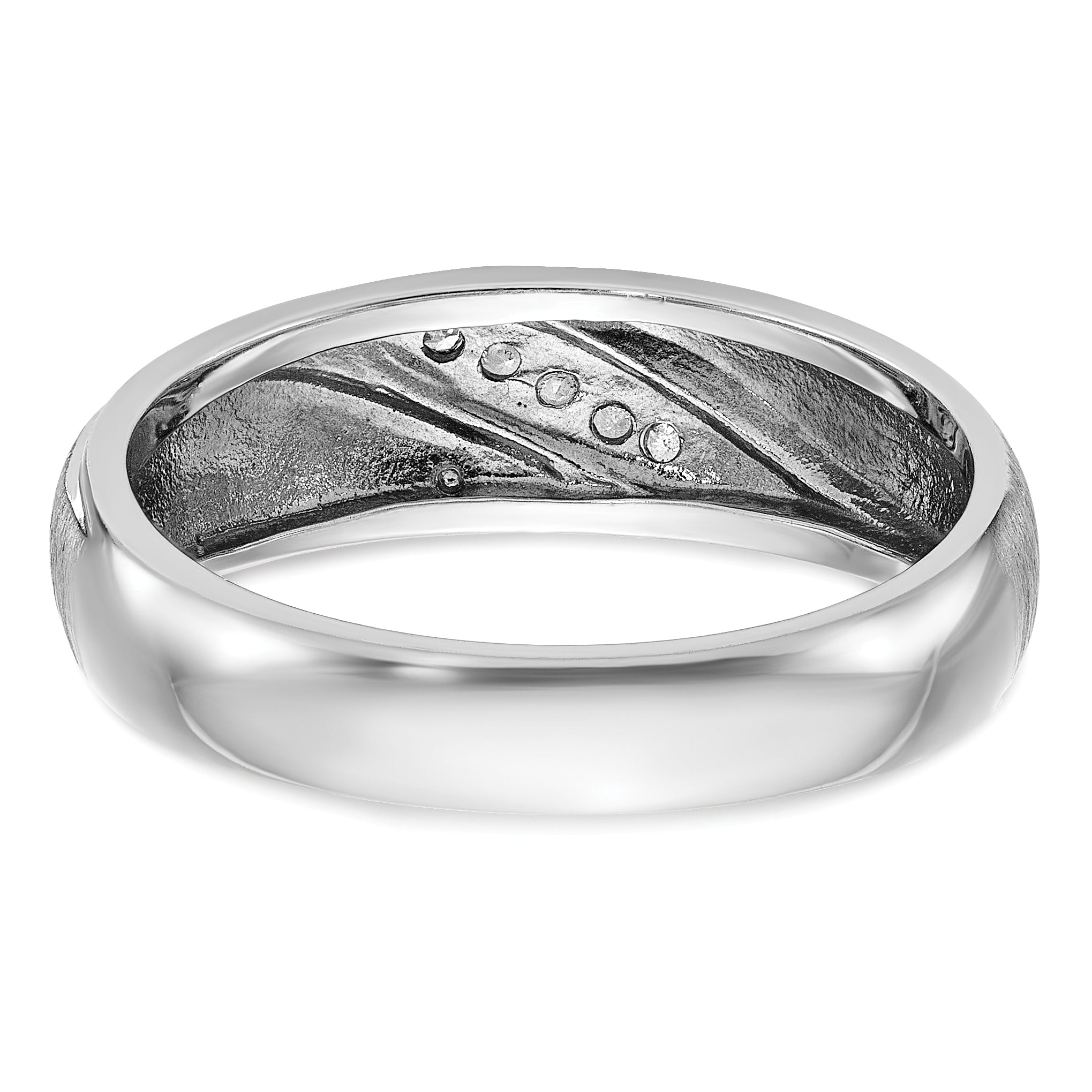 14k White Gold Polished and Satin Men's Ring Mounting, Mounting Only - Sophia Jewelers