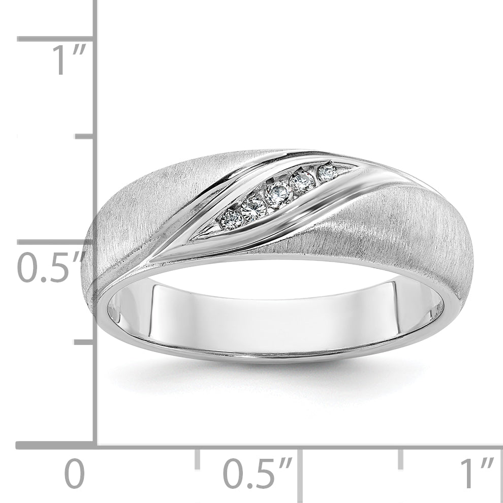 14k White Gold Polished and Satin Men's Ring Mounting, Mounting Only - Sophia Jewelers