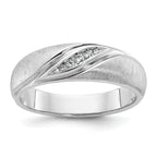 14k White Gold Men's Polished and Satin 1/15 Carat AA Quality Diamond Ring - Sophia Jewelers
