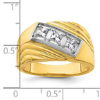 14k with White Rhodium 1/2 carat Lab Grown Diamond VS/SI+ G+ Complete Polished and Grooved Three Stone Men's Ring