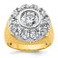 14k Two-Tone 2 1/2 carat Lab Grown Diamond VS/SI+ G+ Semi-Mount Men's Cluster Ring