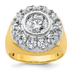 14k Two-Tone 2 1/2 carat Lab Grown Diamond VS/SI+ G+ Semi-Mount Men's Cluster Ring