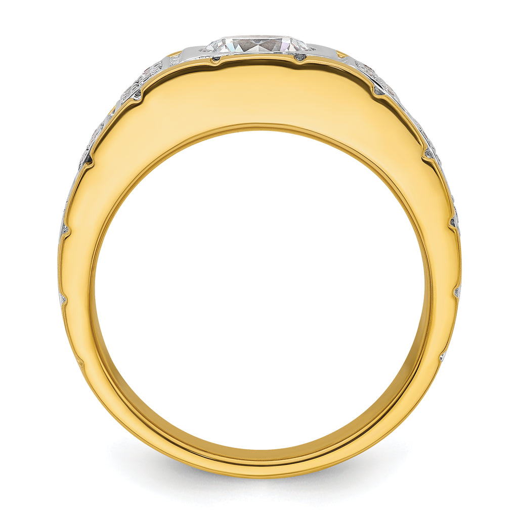 14k Two-tone 3/8 carat Lab Grown Diamond VS/SI+ G+ Semi Mount Polished and Satin Men's Ring, Mounting Only - Sophia Jewelers