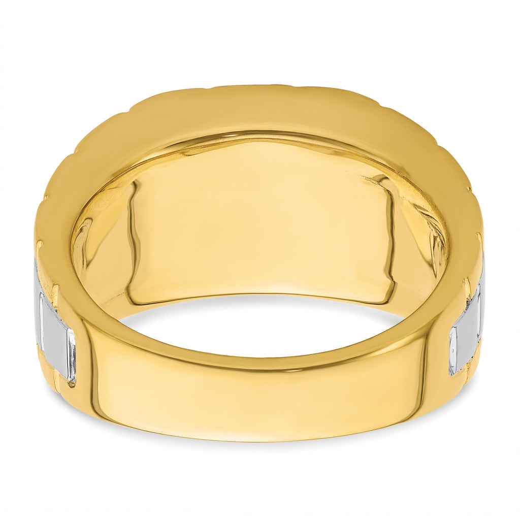 14k Two-tone 1 5/8 carat Lab Grown Diamond VS/SI+ G+ Complete Polished and Satin Men's Ring - Sophia Jewelers