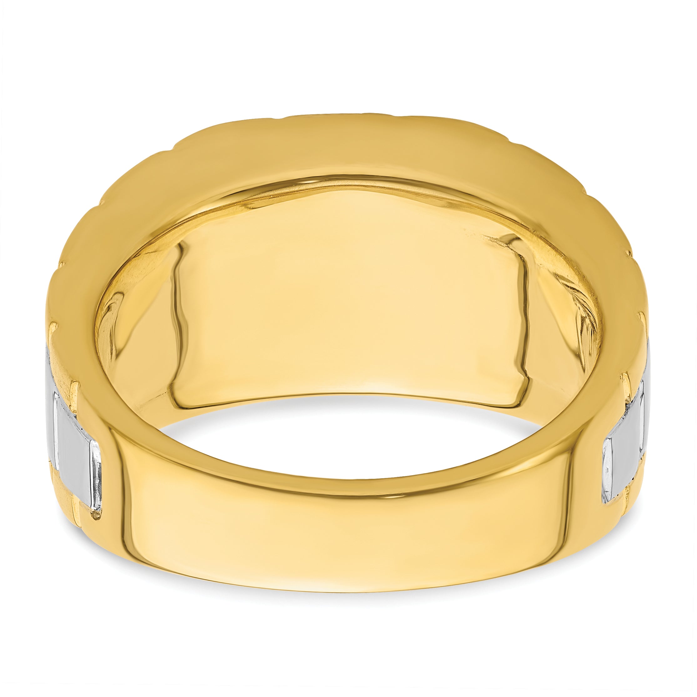 14k Two-tone 1 5/8 carat Lab Grown Diamond VS/SI+ G+ Complete Polished and Satin Men's Ring - Sophia Jewelers