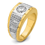 14k Two-tone 3/8 carat Lab Grown Diamond VS/SI+ G+ Semi Mount Polished and Satin Men's Ring, Mounting Only - Sophia Jewelers