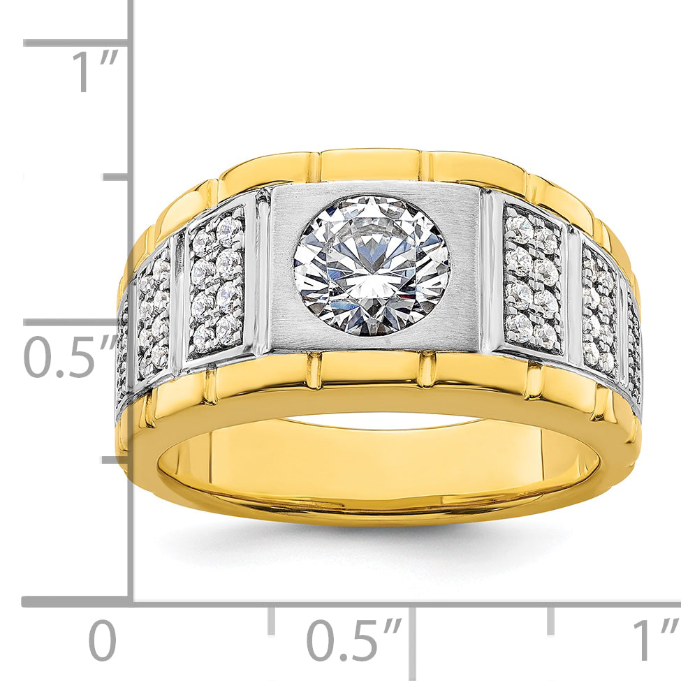 14k Two-tone 3/8 carat Lab Grown Diamond VS/SI+ G+ Semi Mount Polished and Satin Men's Ring, Mounting Only - Sophia Jewelers