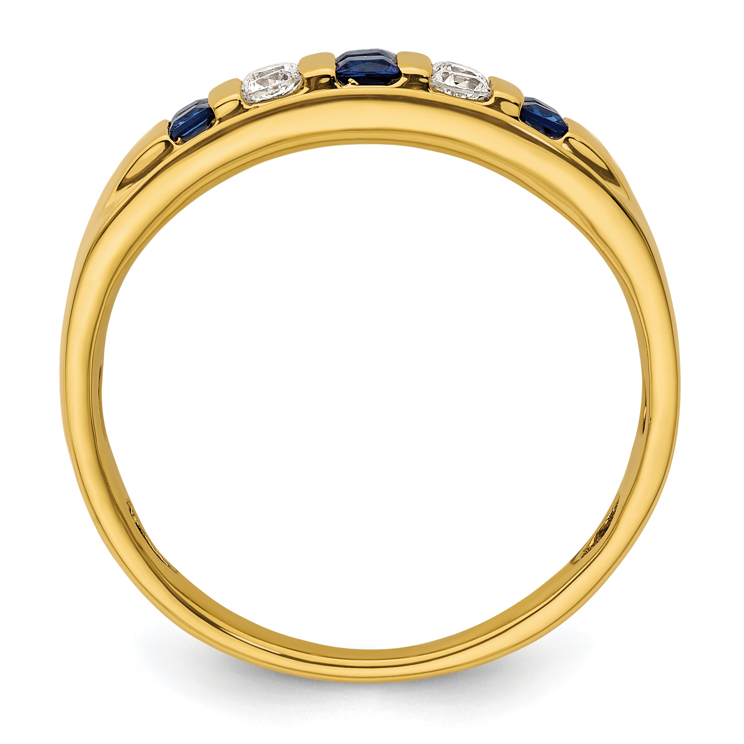 14k 1 1/4 carat Lab Grown Diamond VS/SI+ G+ and Lab Created Blue Sapphire Complete Men's Ring Secondary image