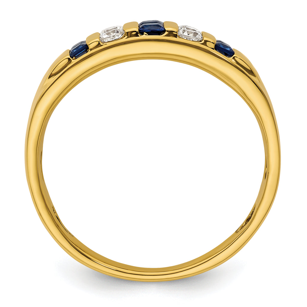 14k 1 1/4 carat Lab Grown Diamond VS/SI+ G+ and Lab Created Blue Sapphire Complete Men's Ring