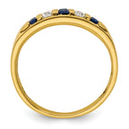 14k 1 1/4 carat Lab Grown Diamond VS/SI+ G+ and Lab Created Blue Sapphire Complete Men's Ring