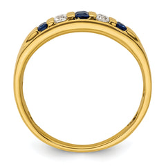14k 1 1/4 carat Lab Grown Diamond VS/SI+ G+ and Lab Created Blue Sapphire Complete Men's Ring