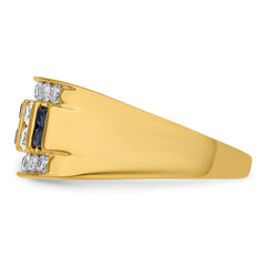 14k 1 1/4 carat Lab Grown Diamond VS/SI+ G+ and Lab Created Blue Sapphire Complete Men's Ring