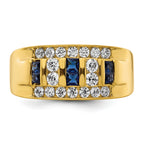 14k 1 1/4 carat Lab Grown Diamond VS/SI+ G+ and Lab Created Blue Sapphire Complete Men's Ring