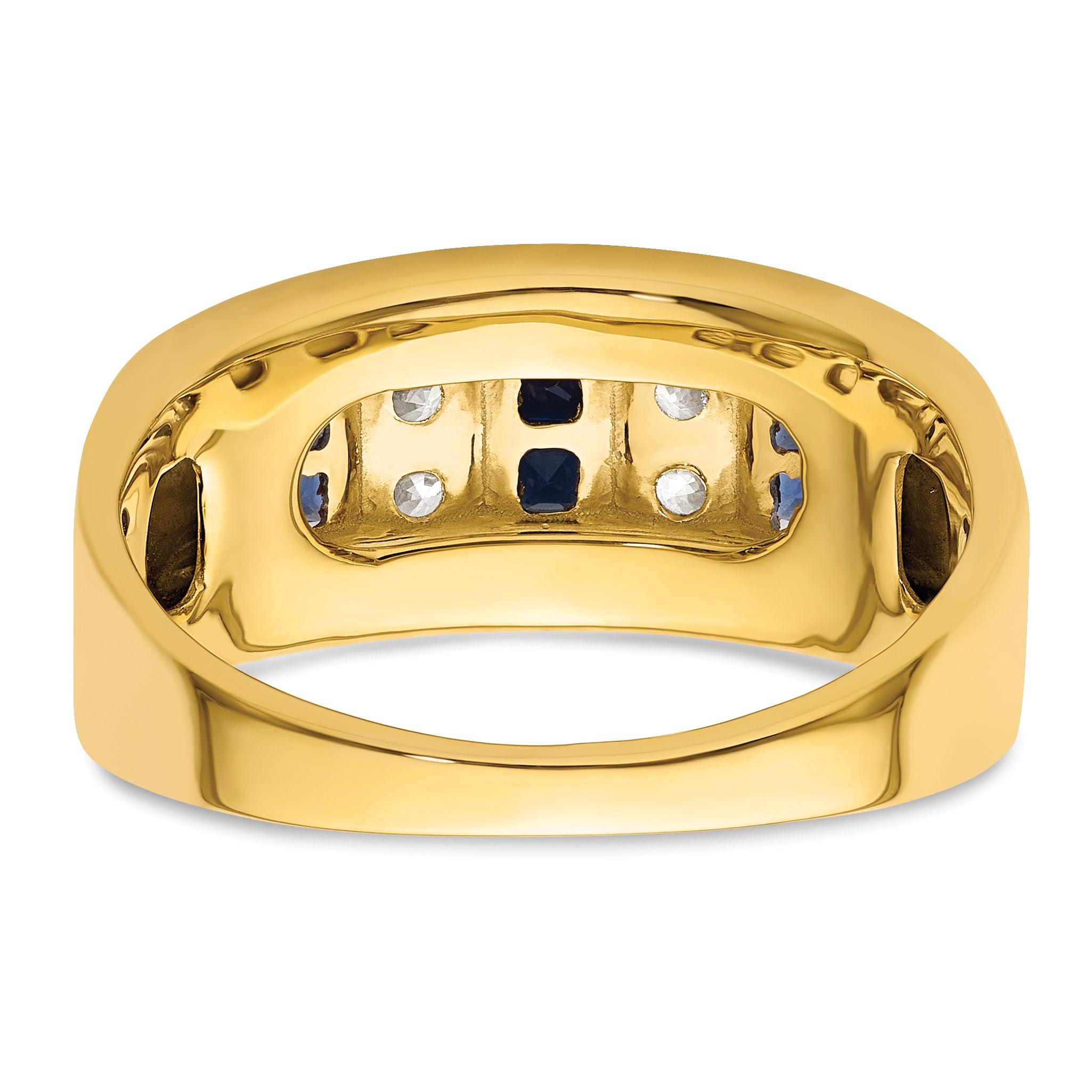 14k 1 1/4 carat Lab Grown Diamond VS/SI+ G+ and Lab Created Blue Sapphire Complete Men's Ring