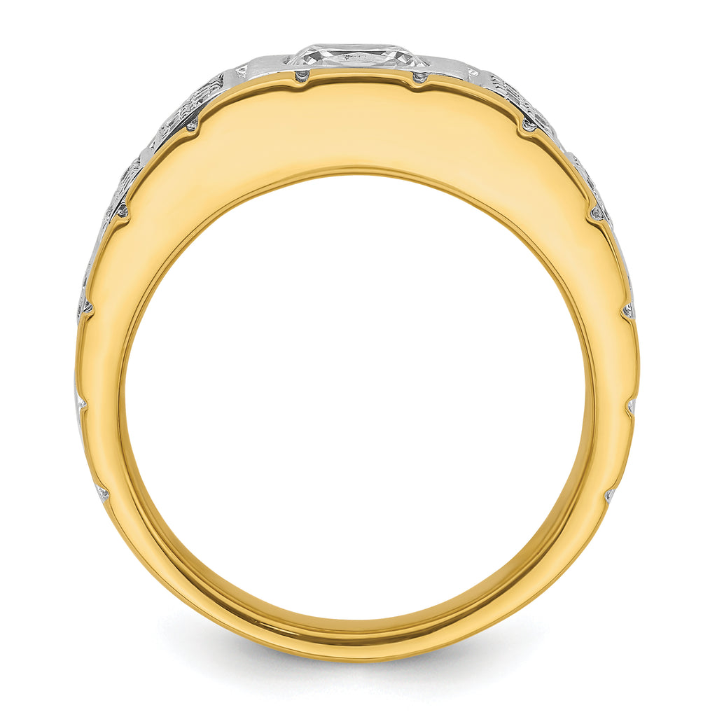 14k Two Tone 3/8 carat Lab Grown Diamond VS/SI+ G+ Semi Mount Polished Men's Ring, Mounting Only - Sophia Jewelers