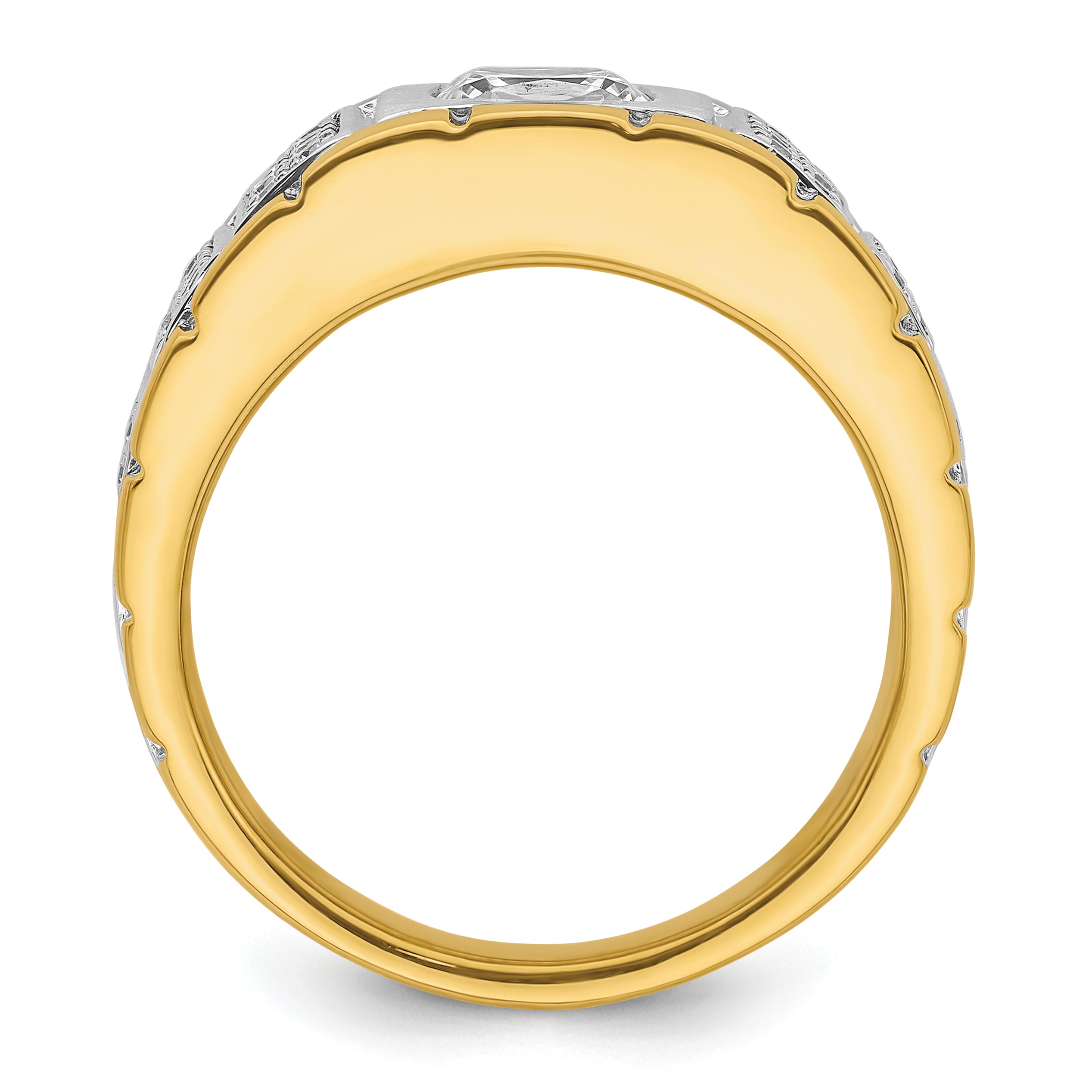 14k Two Tone 3/8 carat Lab Grown Diamond VS/SI+ G+ Semi Mount Polished Men's Ring, Mounting Only - Sophia Jewelers