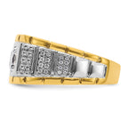 14k Two Tone 1 3/8 carat Lab Grown Diamond VS/SI+ G+ Complete Polished Men's Ring