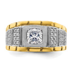 14k Two Tone 3/8 carat Lab Grown Diamond VS/SI+ G+ Semi Mount Polished Men's Ring, Mounting Only - Sophia Jewelers