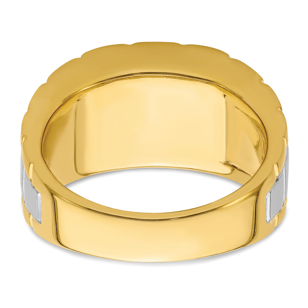14k Two Tone 1 3/8 carat Lab Grown Diamond VS/SI+ G+ Complete Polished Men's Ring