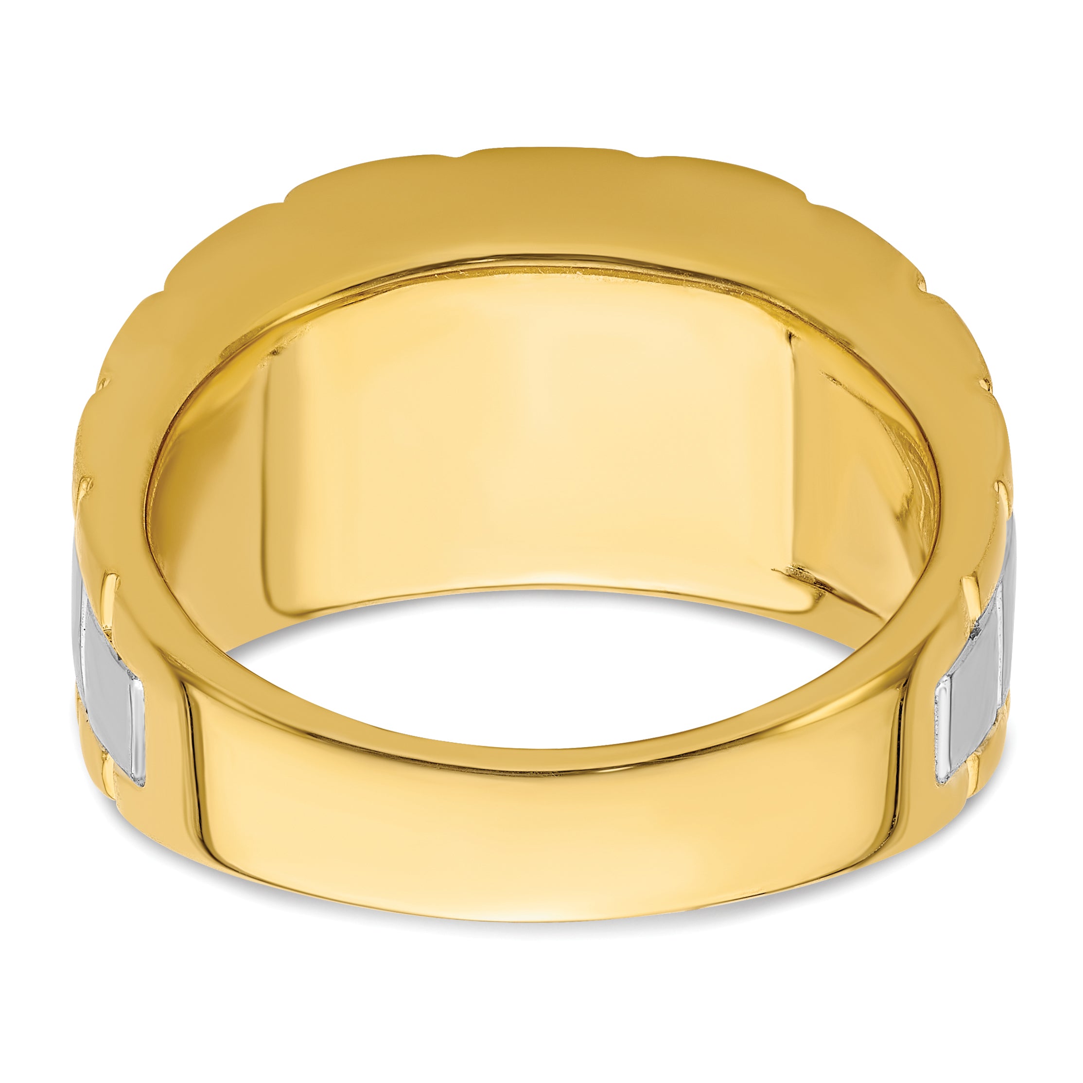 14k Two Tone 3/8 carat Lab Grown Diamond VS/SI+ G+ Semi Mount Polished Men's Ring, Mounting Only - Sophia Jewelers