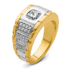 14k Two Tone 1 3/8 carat Lab Grown Diamond VS/SI+ G+ Complete Polished Men's Ring