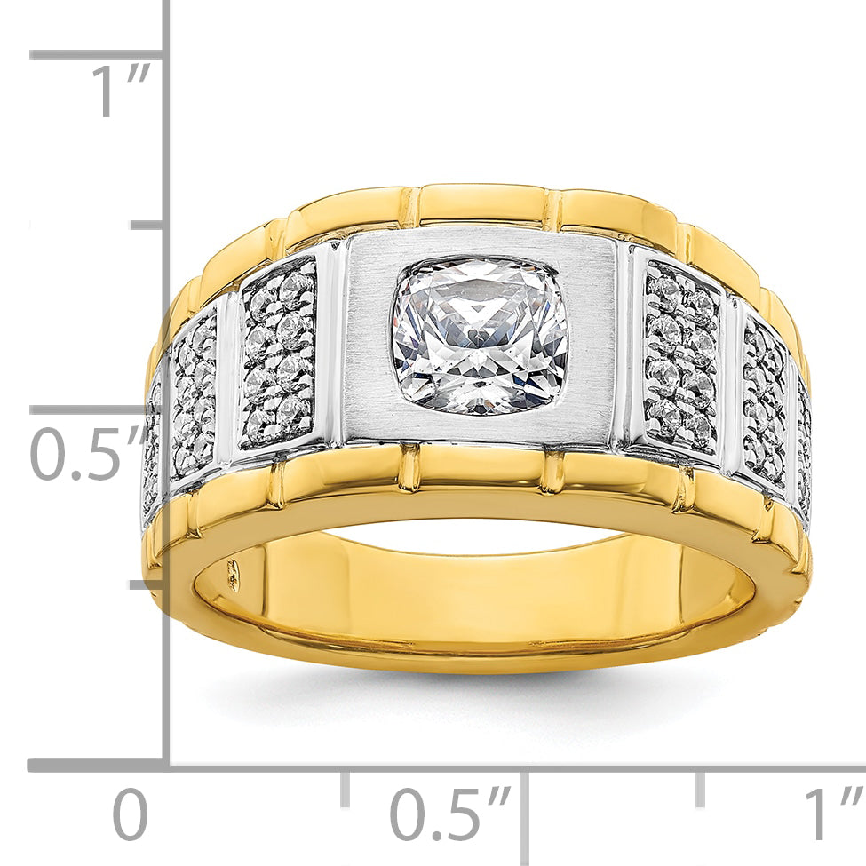 14k Two Tone 3/8 carat Lab Grown Diamond VS/SI+ G+ Semi Mount Polished Men's Ring, Mounting Only - Sophia Jewelers