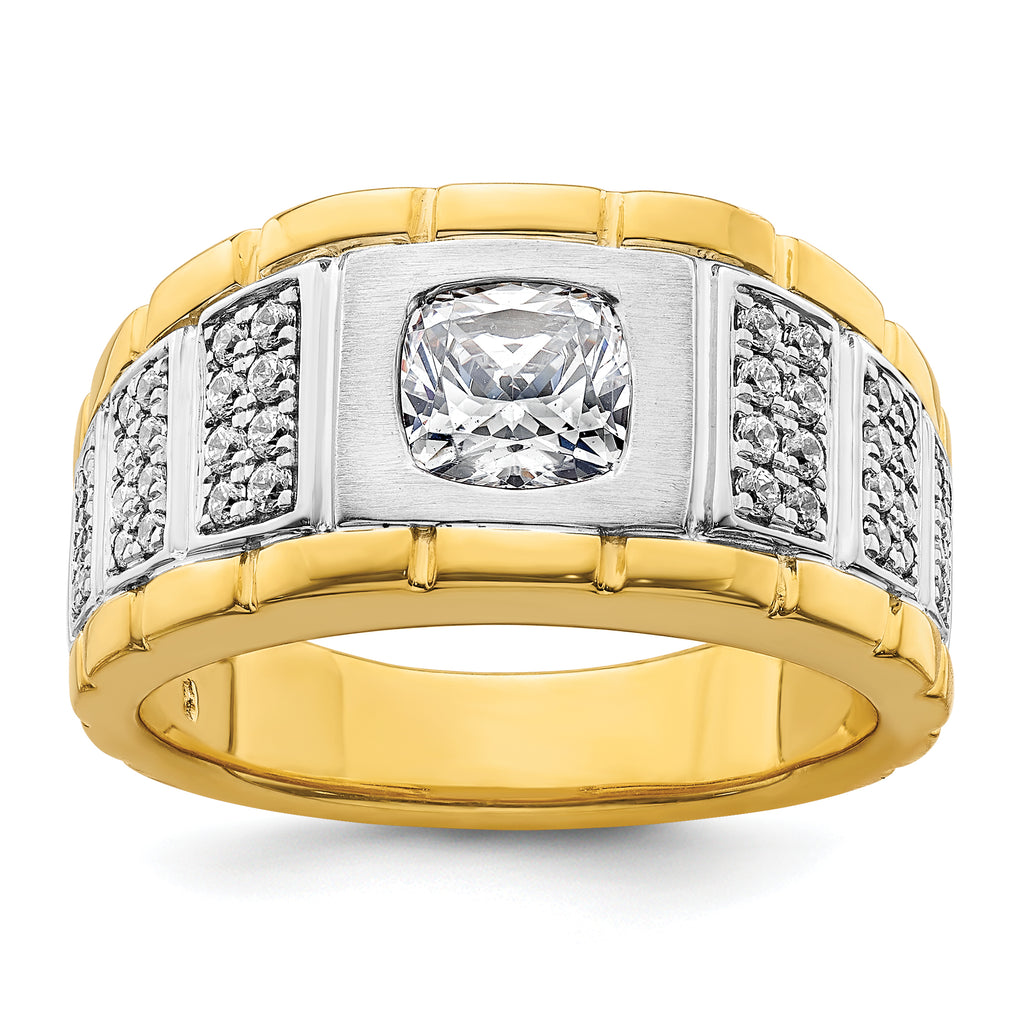 14k Two Tone 3/8 carat Lab Grown Diamond VS/SI+ G+ Semi Mount Polished Men's Ring, Mounting Only - Sophia Jewelers