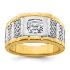 14k Two Tone 3/8 carat Lab Grown Diamond VS/SI+ G+ Semi Mount Polished Men's Ring, Mounting Only - Sophia Jewelers