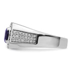 14k White Gold 1/2 carat Lab Grown Diamond VS/SI+ G+ and Created Blue Sapphire Complete Men's Ring