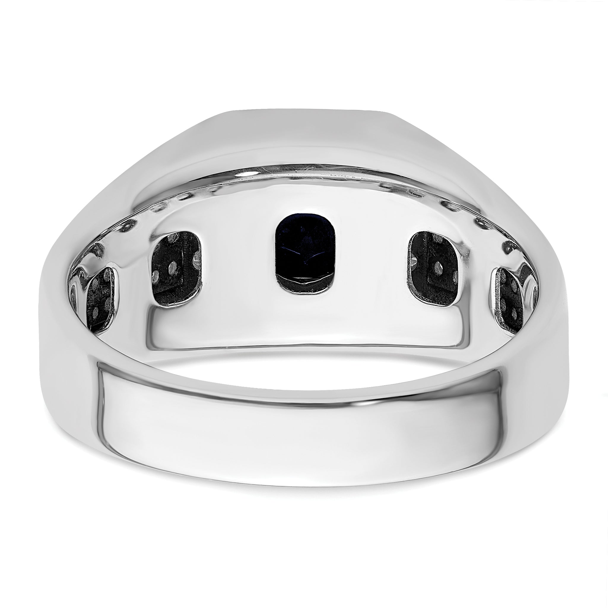 14k White Gold 1/2 carat Lab Grown Diamond VS/SI+ G+ and Created Blue Sapphire Complete Men's Ring