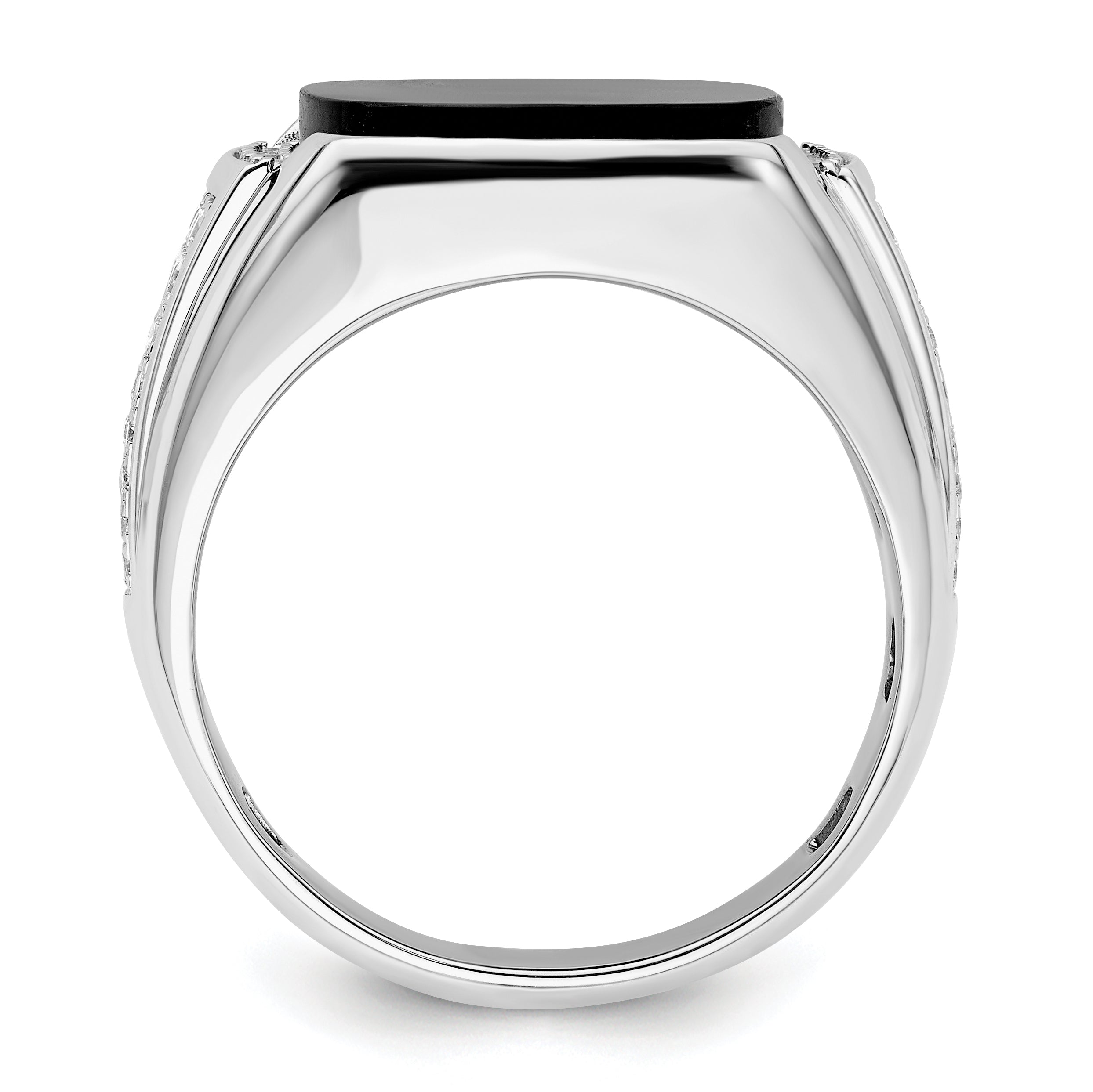 14k White Gold 5/8 carat Lab Grown Diamond VS/SI+ G+ and Onyx Complete Men's Ring