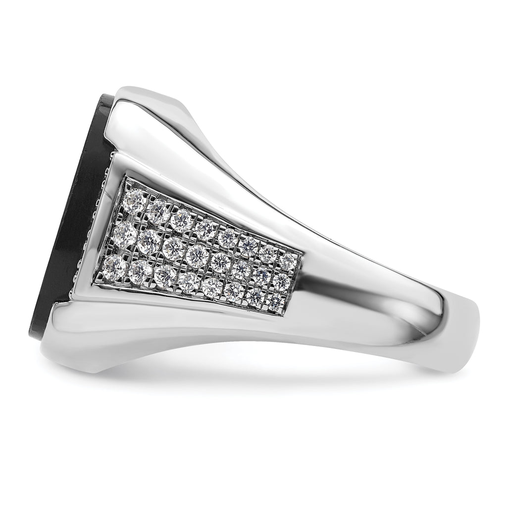 14k White Gold 5/8 carat Lab Grown Diamond VS/SI+ G+ and Onyx Complete Men's Ring