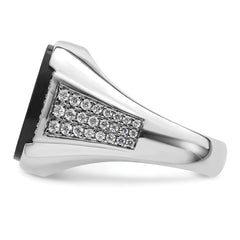 14k White Gold 5/8 carat Lab Grown Diamond VS/SI+ G+ and Onyx Complete Men's Ring