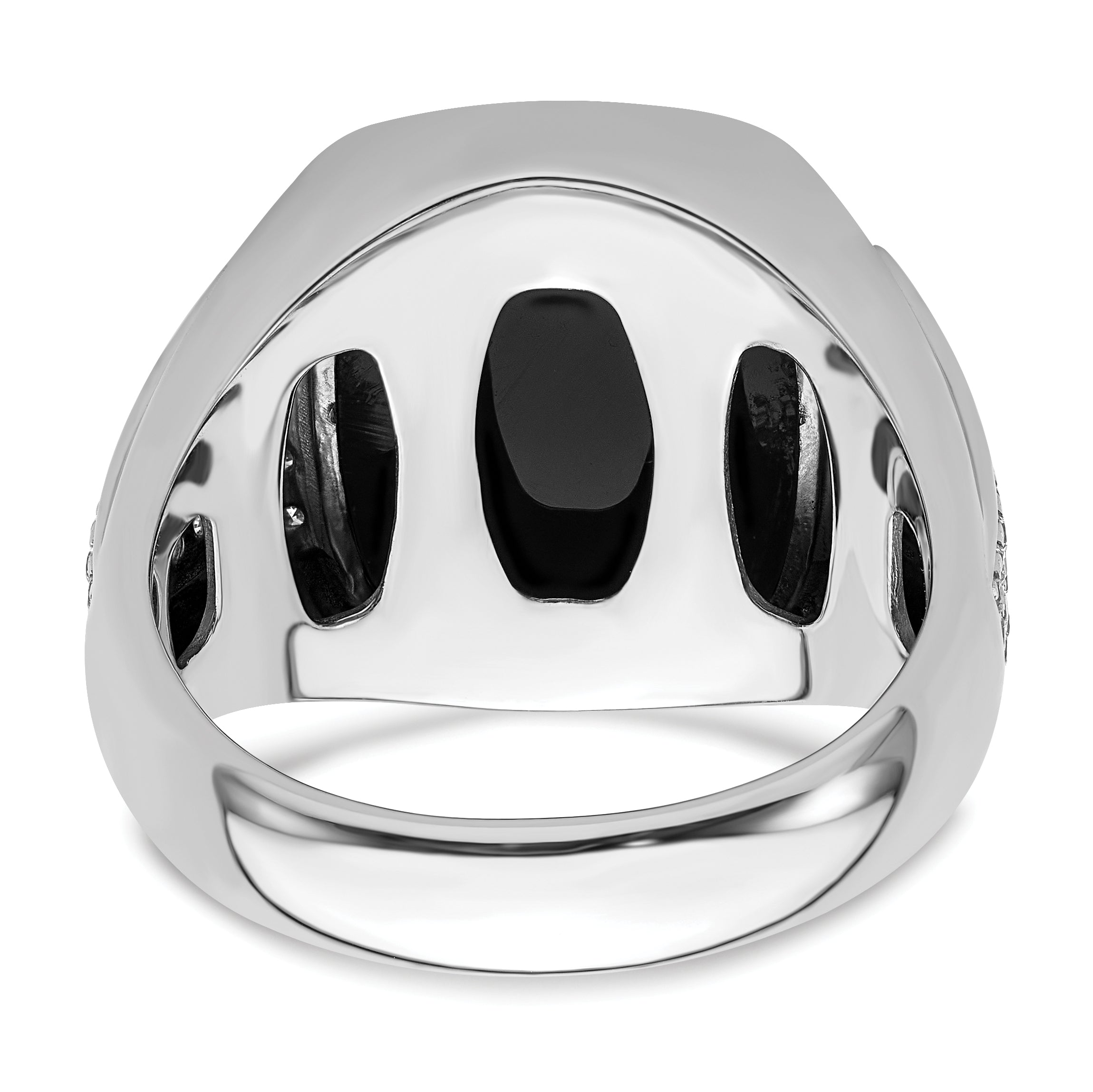 14k White Gold 5/8 carat Lab Grown Diamond VS/SI+ G+ and Onyx Complete Men's Ring