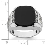 14k White Gold 5/8 carat Lab Grown Diamond VS/SI+ G+ and Onyx Complete Men's Ring