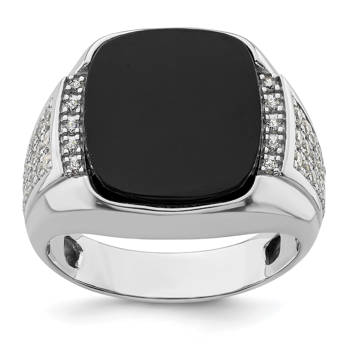 Men's Lab-Grown Diamond & Onyx Ring in 14K White Gold (5/8 ct. tw.), Size 10 - Sophia Jewelers Main image