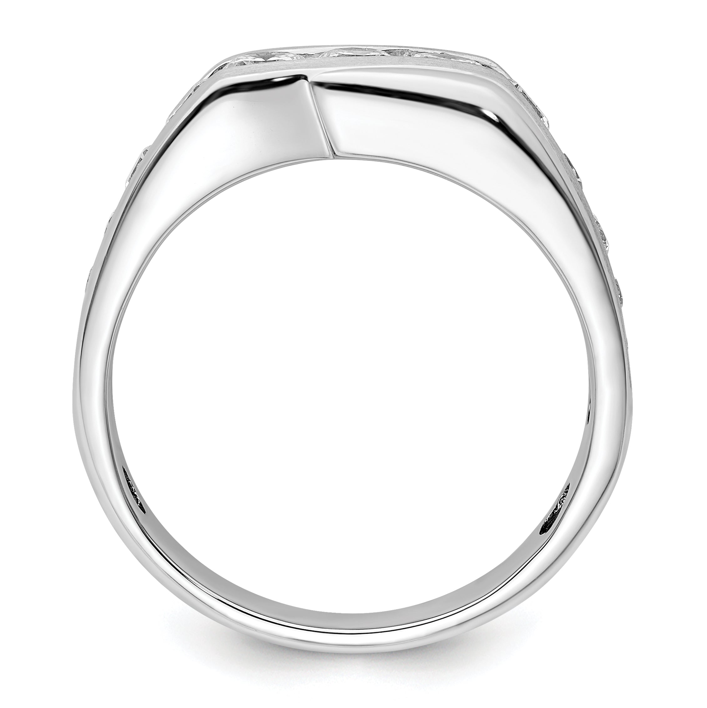 14k White Gold 1 3/8 carat Lab Grown Diamond VS/SI+ G+ Complete Satin Men's Ring