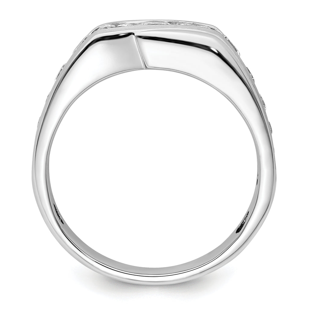 14k White Gold 1 3/8 carat Lab Grown Diamond VS/SI+ G+ Complete Satin Men's Ring