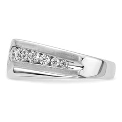 14k White Gold 1 3/8 carat Lab Grown Diamond VS/SI+ G+ Complete Satin Men's Ring