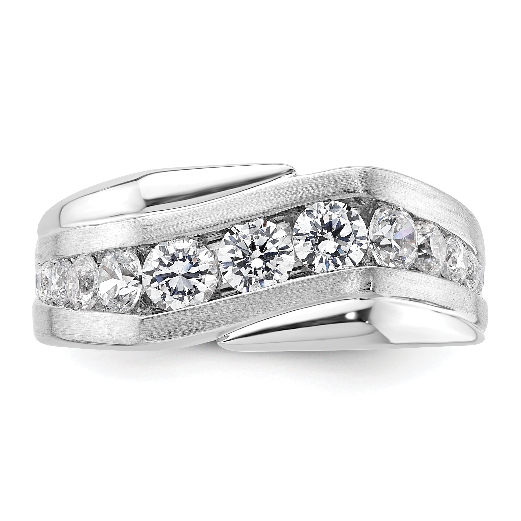14k White Gold 1 3/8 carat Lab Grown Diamond VS/SI+ G+ Complete Satin Men's Ring