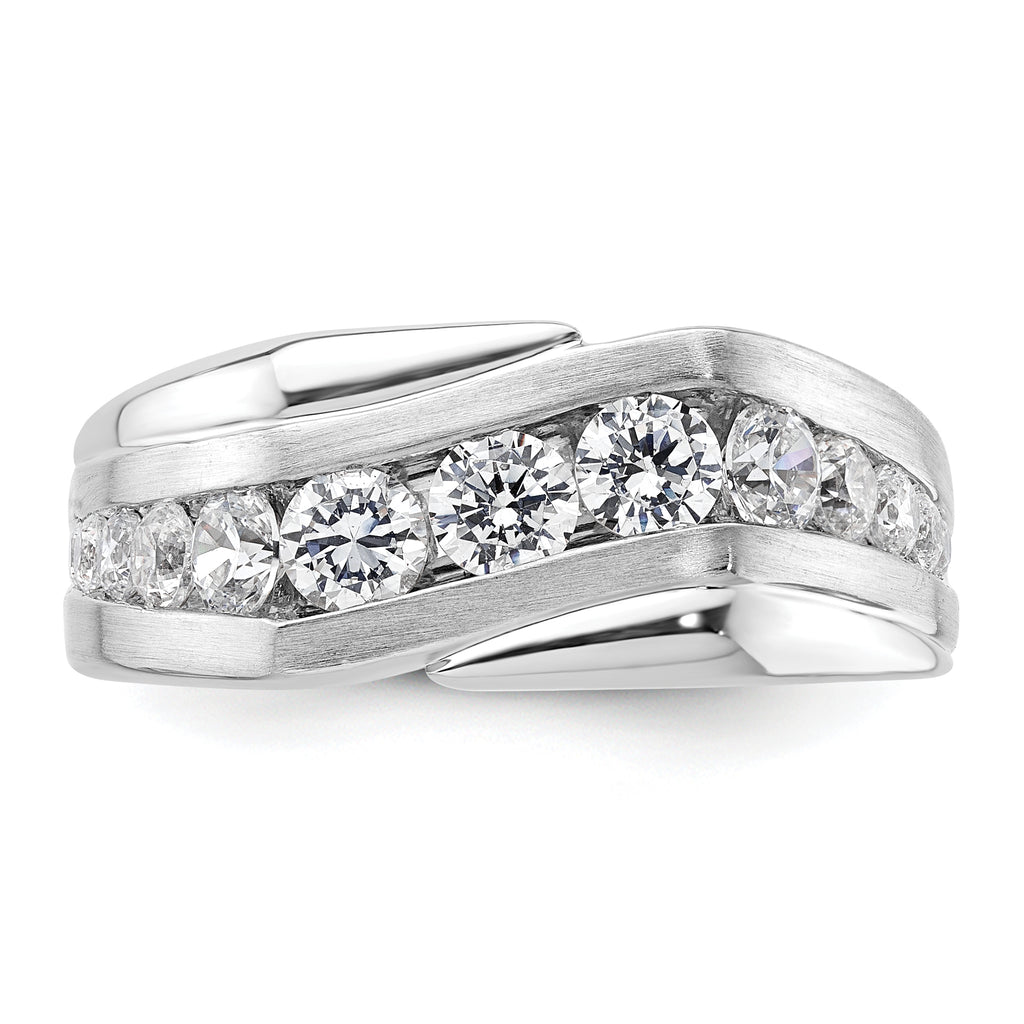 14k White Gold 1 3/8 carat Lab Grown Diamond VS/SI+ G+ Complete Satin Men's Ring