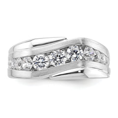 14k White Gold 1 3/8 carat Lab Grown Diamond VS/SI+ G+ Complete Satin Men's Ring