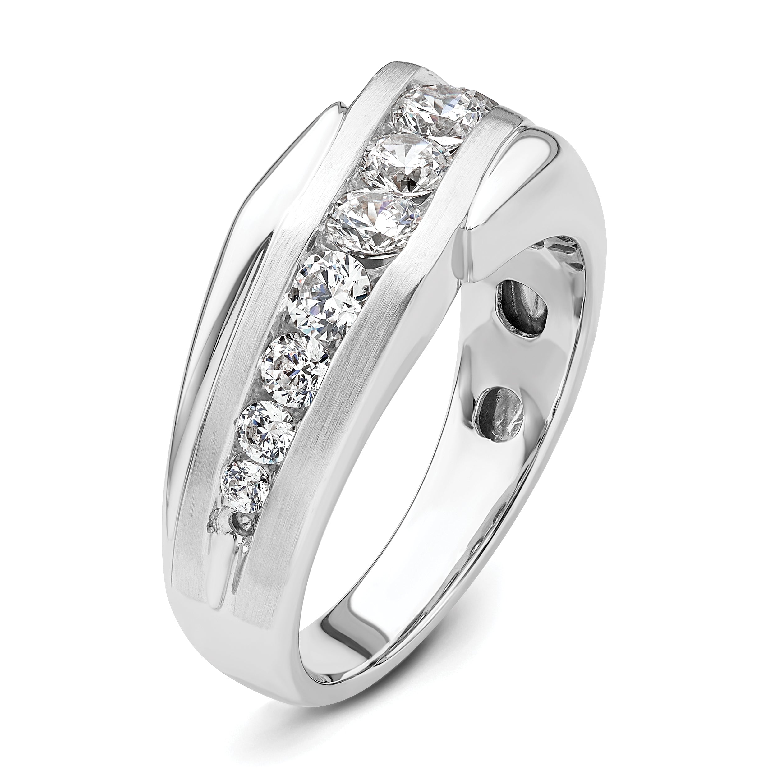 14k White Gold 1 3/8 carat Lab Grown Diamond VS/SI+ G+ Complete Satin Men's Ring