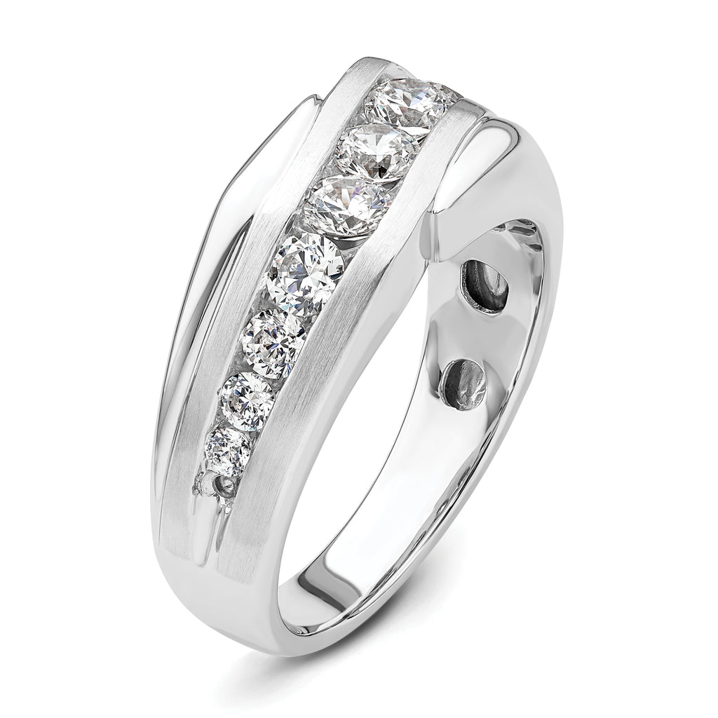 14k White Gold 1 3/8 carat Lab Grown Diamond VS/SI+ G+ Complete Satin Men's Ring