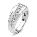 14k White Gold 1 3/8 carat Lab Grown Diamond VS/SI+ G+ Complete Satin Men's Ring