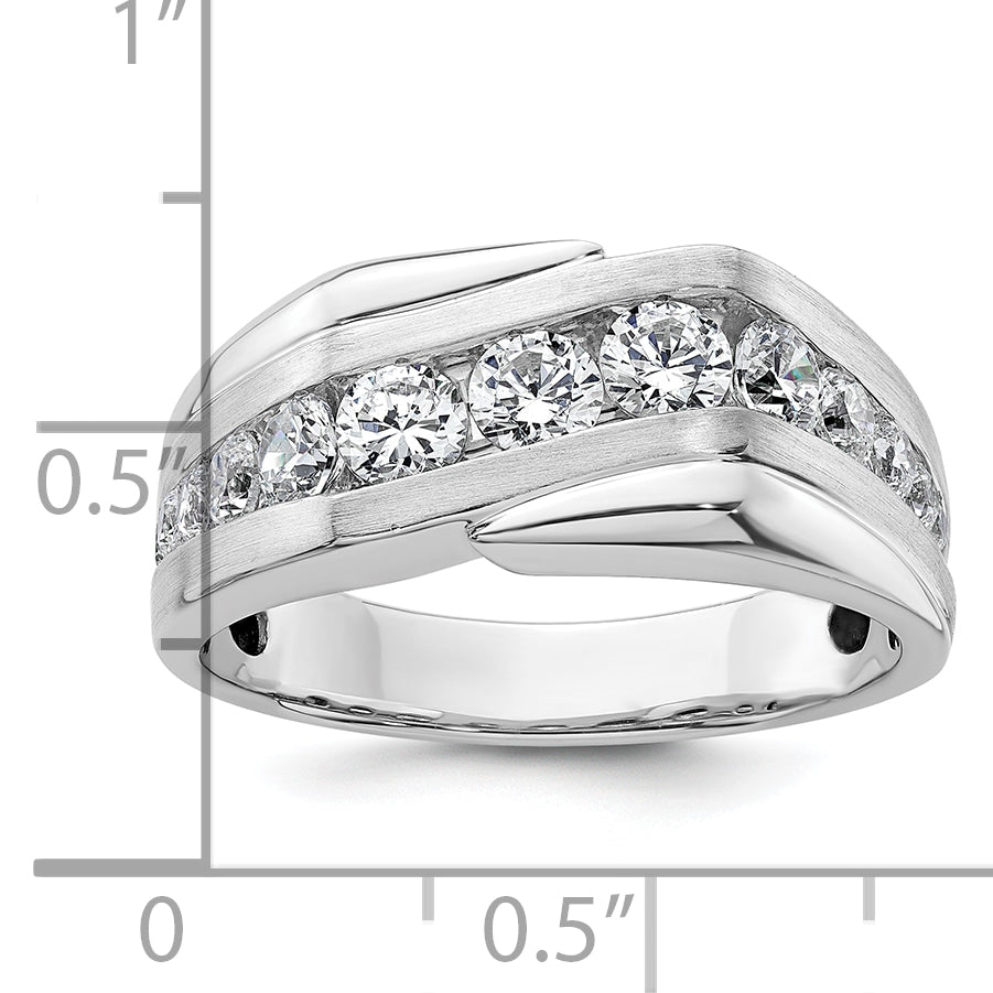 14k White Gold 1 3/8 carat Lab Grown Diamond VS/SI+ G+ Complete Satin Men's Ring