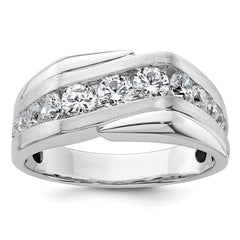 14k White Gold 1 3/8 carat Lab Grown Diamond VS/SI+ G+ Complete Satin Men's Ring