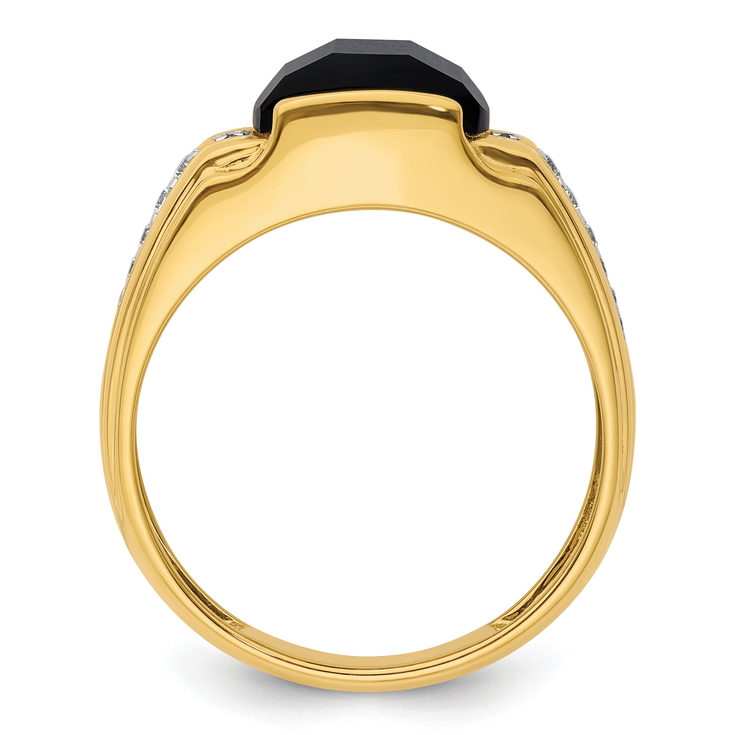 14k 1/8 carat Lab Grown Diamond VS/SI+ G+ and Onyx Complete Men's Ring