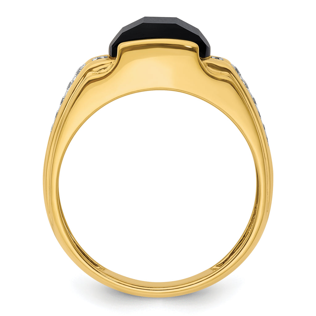 14k 1/8 carat Lab Grown Diamond VS/SI+ G+ and Onyx Complete Men's Ring - Sophia Jewelers